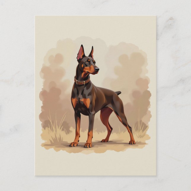 Red Rust Brown Doberman Pinscher Dog Postcard (Front)