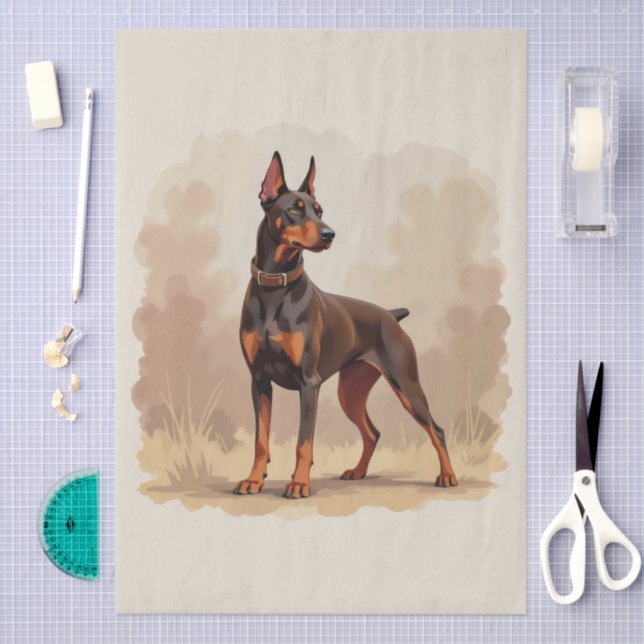 Red Rust Brown Doberman Pinscher Dog Tissue Paper (Craft)