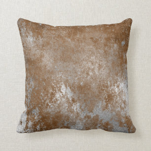 Red Rust Distressed Grungy Silver Cement Grey Cushion