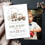 Red Rust Farm Animals Tractor Kids Photo Birthday Invitation<br><div class="desc">If you need any other matching product or customisation,  kindly message via Zazzle.</div>