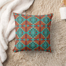 Red Rust Orange Turquoise Teal Blue Tribal Art