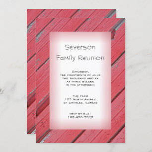Red Rustic Barn Wood Country Family Reunion Invitation