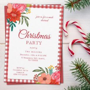 Red Rustic Botanical Christmas Invitation