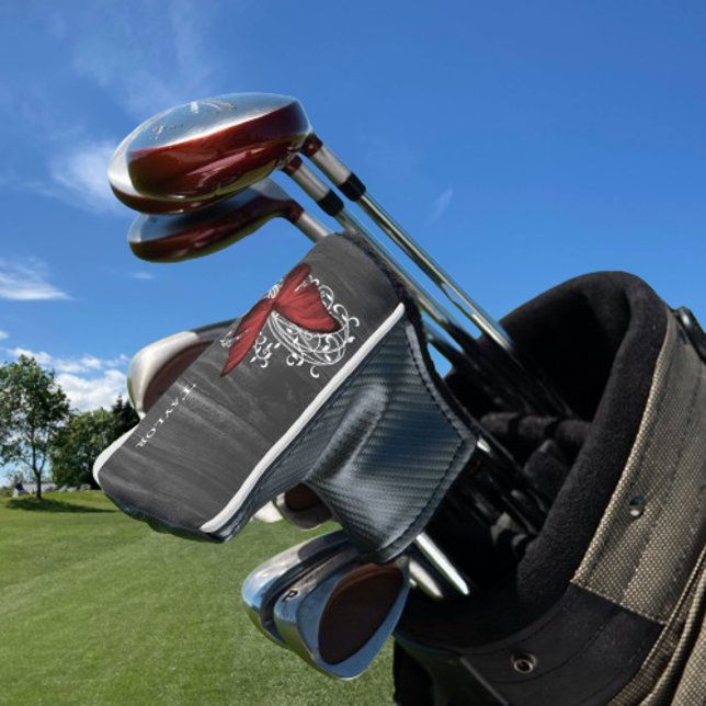 Red Rustic Butterfly Personalised Golf Head Cover (Red Rustic Butterfly Personalized Golf Head Cover)