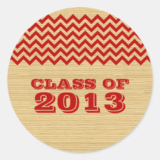 Red Rustic Chevron Graduation Stickers (Front)