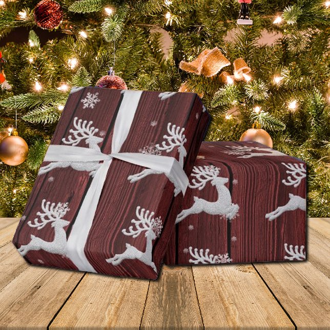 Red Rustic Christmas Reindeer Wrapping Paper (Red Rustic Christmas Reindeer Wrapping Paper)