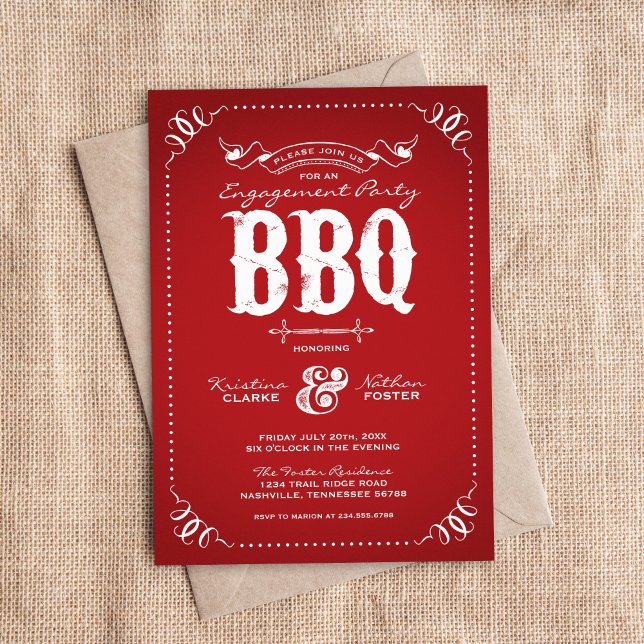 Red Rustic Engagement Party BBQ Invitation (Creator Uploaded)