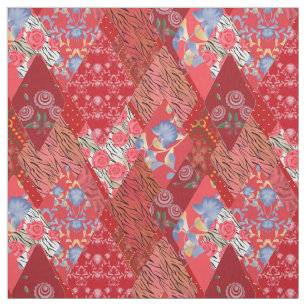 Red , rustic , patchwork fabric