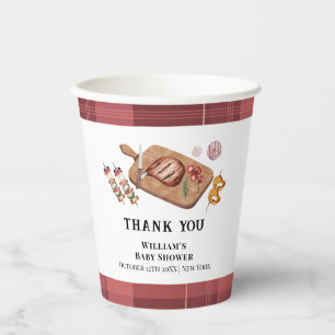 Red Rustic Plaid Country Baby Q Baby Shower  Paper Cups