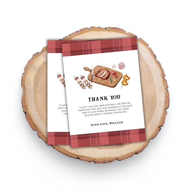Red Rustic Plaid Country Baby Q Baby Shower  Thank You Card (Red Rustic Plaid Country Baby Q Baby Shower Thank You Card)