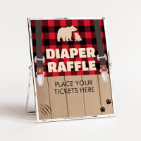 Red Rustic Plaid Lumberjack Diaper Raffle