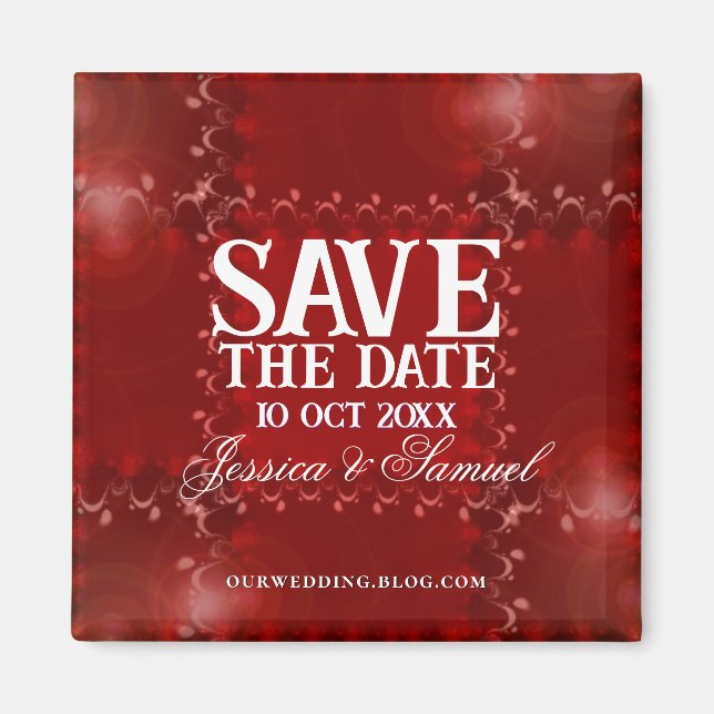 Red Rustic Save the Date Magnet (Front)