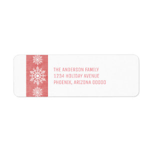 Red Rustic Snowflake Holiday Return Address Label