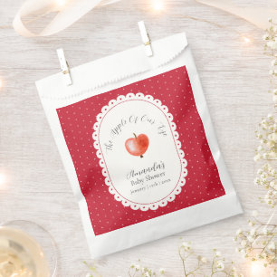 Red Rustic Sparkling Vintage Apple Baby Shower Favour Bag