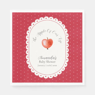Red Rustic Sparkling Vintage Apple Baby Shower Napkin
