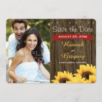 RED RUSTIC SUNFLOWER SAVE THE DATE CARD