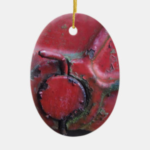 Red rusty truck close-up ceramic ornament