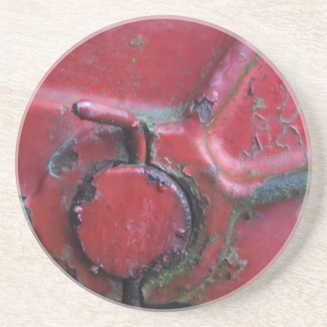 Red rusty truck close-up coaster (Front)