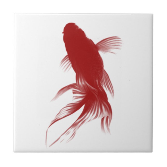 Red Ryukin Goldfish Ceramic Tile (Front)