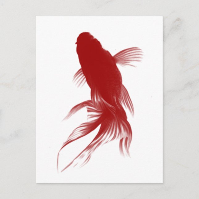Red Ryukin Goldfish Postcard (Front)