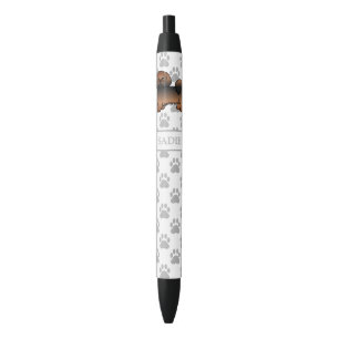 Red Sable Lhasa Apso Cartoon Dog & Name Black Ink Pen