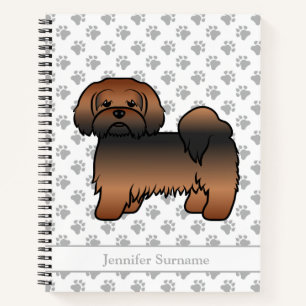 Red Sable Lhasa Apso Cartoon Dog & Name Notebook