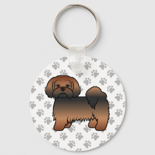Red Sable Lhasa Apso Cute Cartoon Dog Key Ring