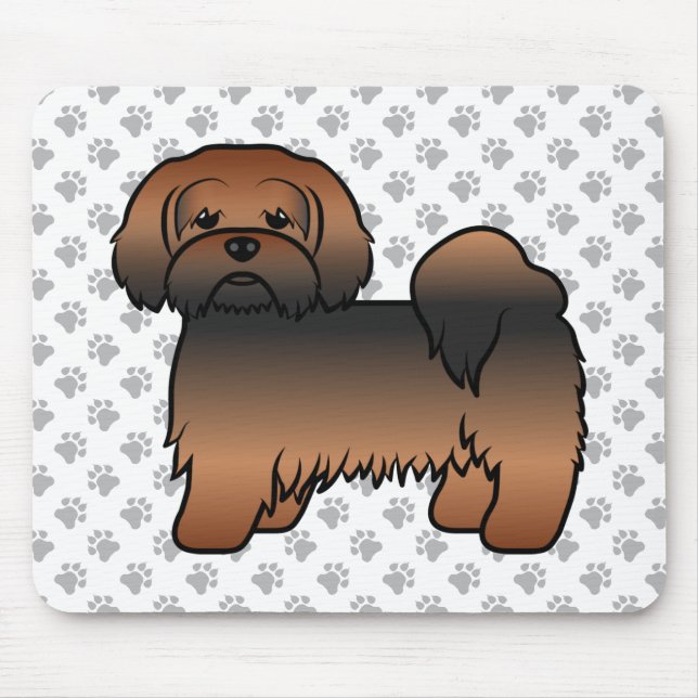 Red Sable Lhasa Apso Cute Cartoon Dog Mouse Pad (Front)