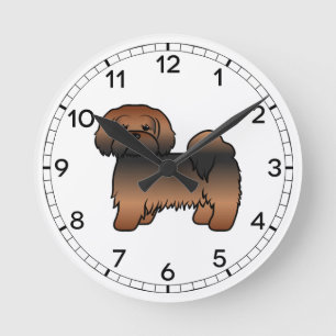Red Sable Lhasa Apso Cute Cartoon Dog Round Clock