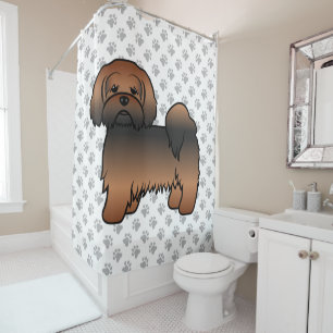 Red Sable Lhasa Apso Cute Cartoon Dog Shower Curtain
