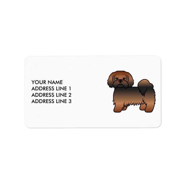 Red Sable Lhasa Apso Cute Dog & Custom Text Label (Front)