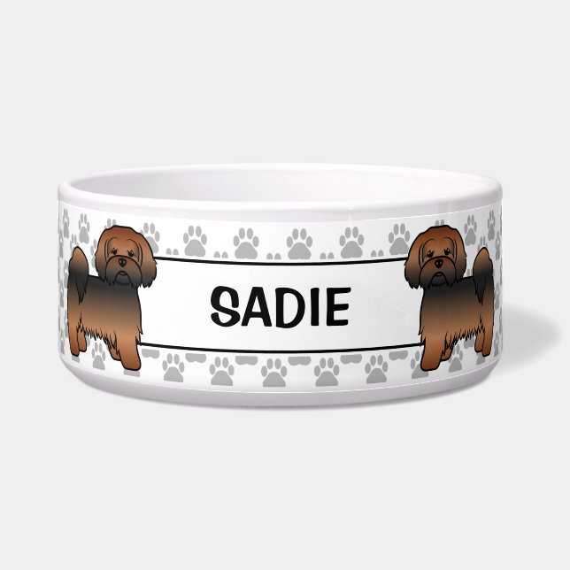 Red Sable Lhasa Apso Dog With Paws & Name (Front)