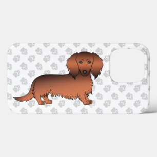 Red Sable Long Hair Dachshund Cartoon Dog & Paws iPhone 13 Pro Case