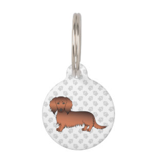 Red Sable Long Hair Dachshund Cartoon Dog Pet Tag