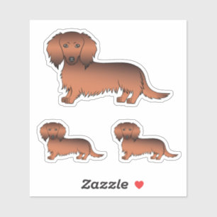 Red Sable Long Hair Dachshund Cartoon Dogs