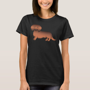Red Sable Long Hair Dachshund Cute Cartoon Dog T-Shirt