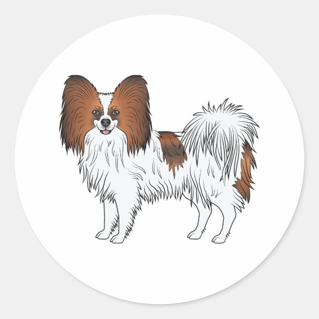 Red Sable Papillon Cute And Happy Toy Breed Dog Classic Round Sticker (Front)