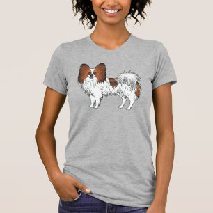 Red Sable Papillon Cute Cartoon Dog Design T-Shirt
