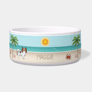 Red Sable Papillon Dog At A Tropical Summer Beach