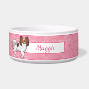Red Sable Papillon Happy Cute Dog On Pink Hearts