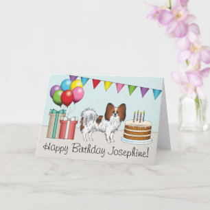 Red Sable Papillon Happy Dog Colourful Birthday Card