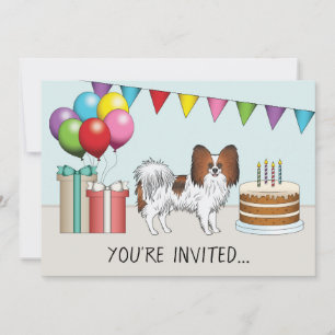 Red Sable Papillon Happy Dog Colourful Birthday Invitation