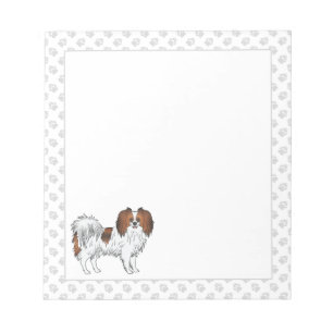 Red Sable Phalène Cute Cartoon Dog With Grey Paws Notepad