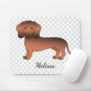 Red Sable Short Hair Dachshund Cartoon Dog & Name Mouse Pad