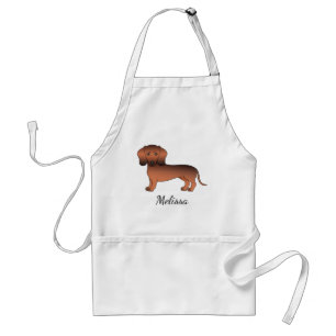 Red Sable Short Hair Dachshund Cartoon Dog & Name Standard Apron