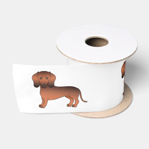 Red Sable Smooth Coat Dachshund Cute Cartoon Dog Satin Ribbon