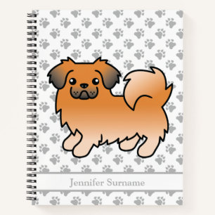 Red Sable Tibetan Spaniel Cute Cartoon Dog & Text Notebook