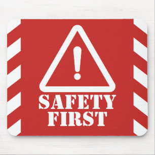 Red Safety First Mouse Pad