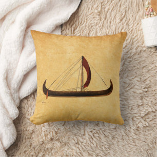 Red Sail Viking Ship Cushion