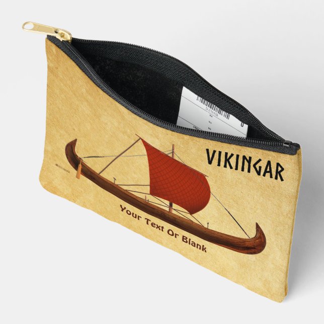 Red Sail Viking Ship II Accessory Pouch (Open)